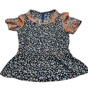 Pure sugar peplum cut with Peter pan colar floral top size S